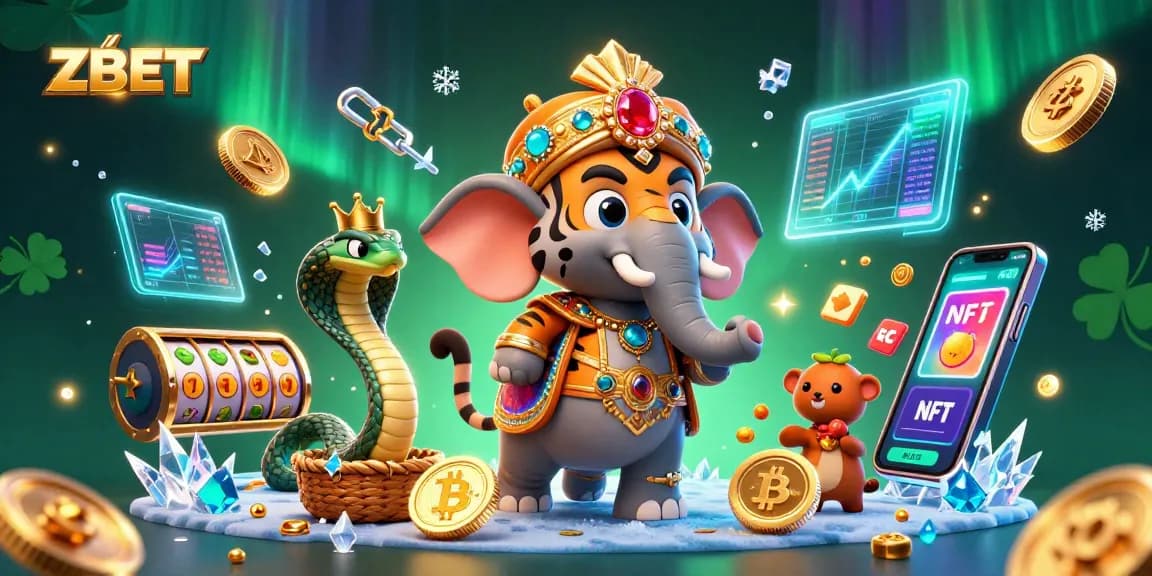 ZBET captures a thrilling casino experience featuring a royal tiger and jewels amidst winning slots.
