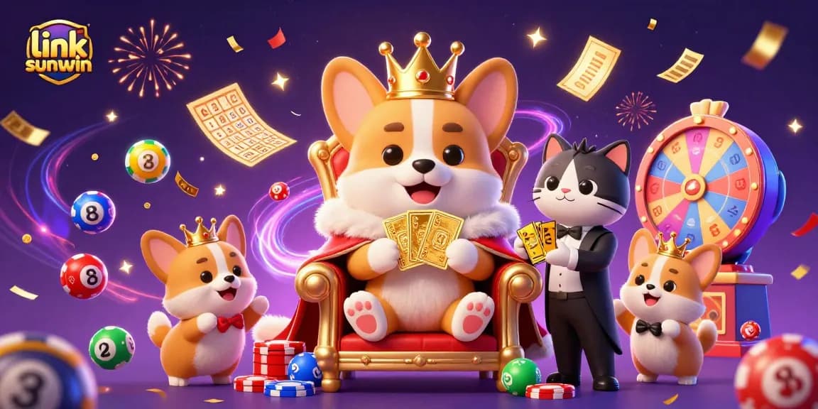 Experience the thrilling world of link sunwin with a royal corgi and vibrant gaming elements.