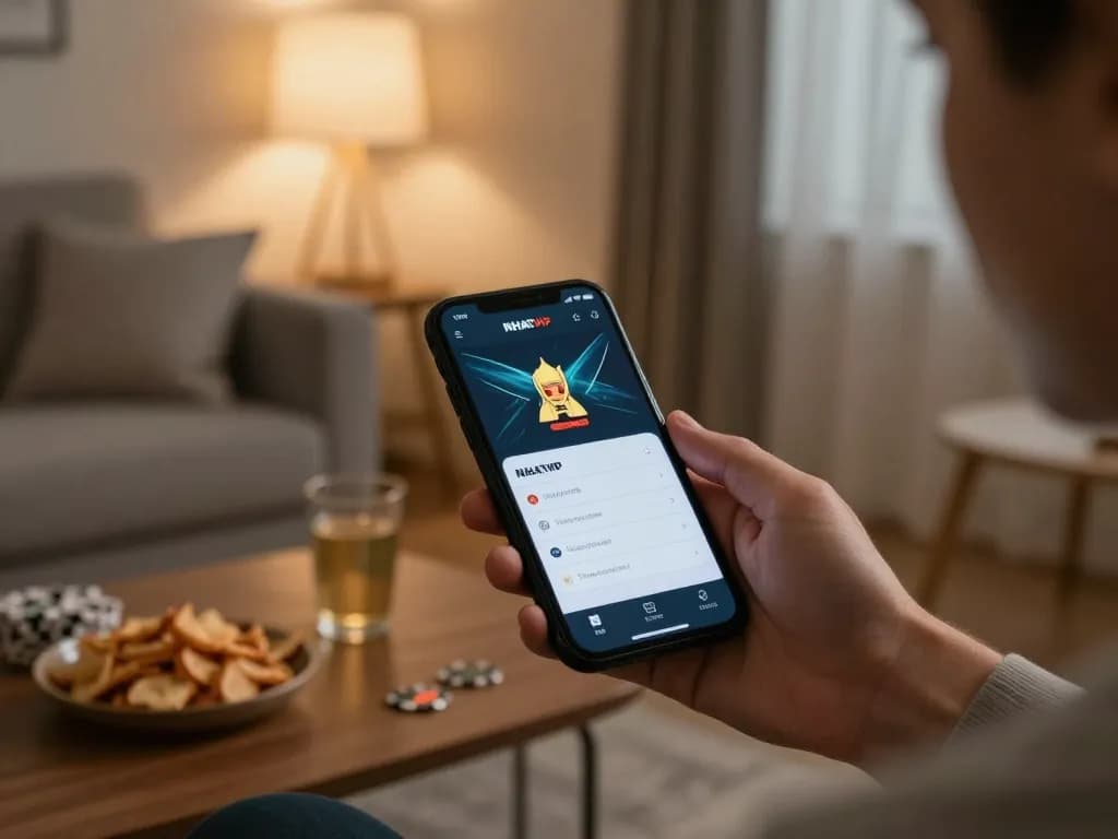 NhatVIP app's mobile interface shown on a smartphone as a user engages in online gambling.