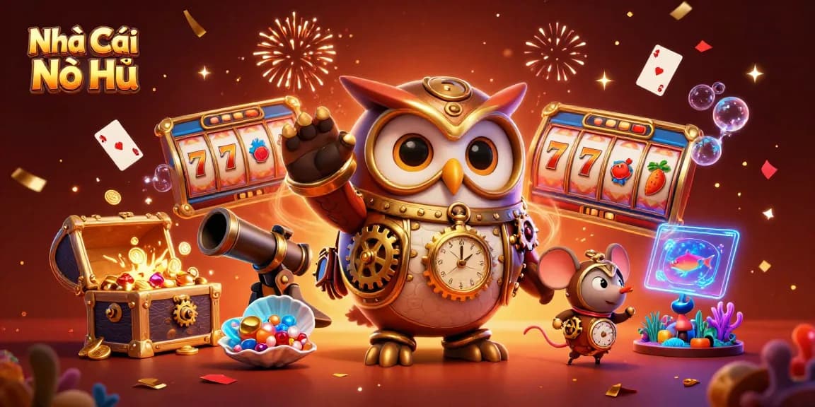Engage with Nhà Cái Nổ Hũ through an exciting 3D casino illustration featuring vibrant gaming elements.