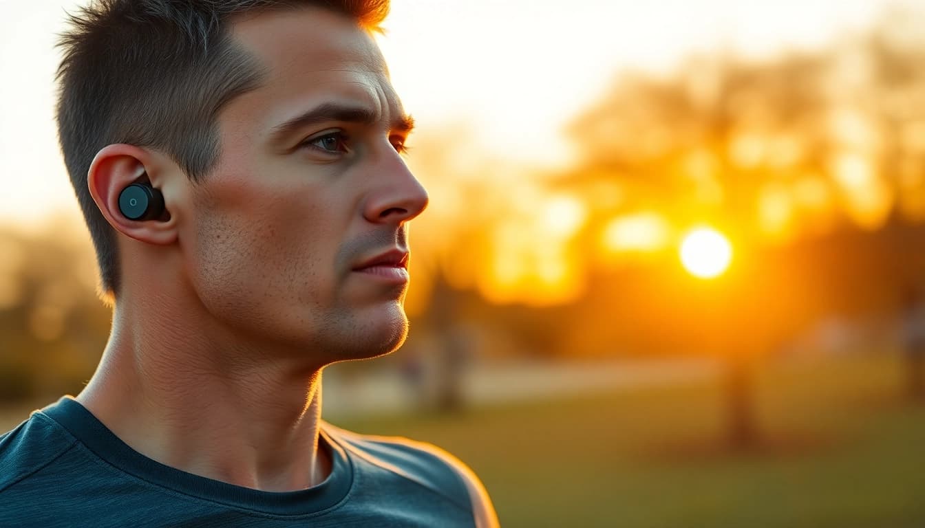 Experience Shokz headphones enhancing an athlete's performance in a scenic outdoor setting.