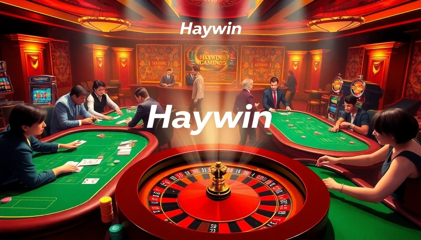 Players enjoying high-stakes games at Haywin's vibrant online casino atmosphere.