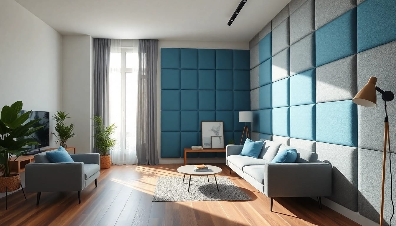 Soundproofing installation enhances residential comfort and acoustic style in a cozy room.