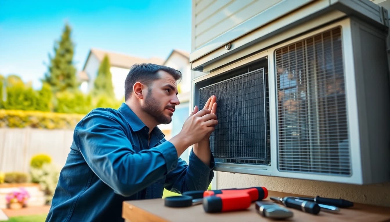 Efficient AC Repair Tampa service showcased by a licensed technician inspecting a unit.