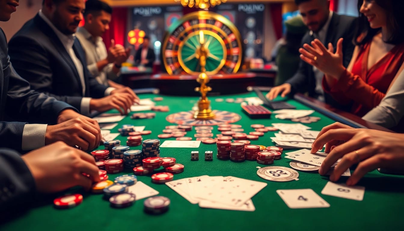 Player strategies at 68 game bài table with vibrant chips and cards.