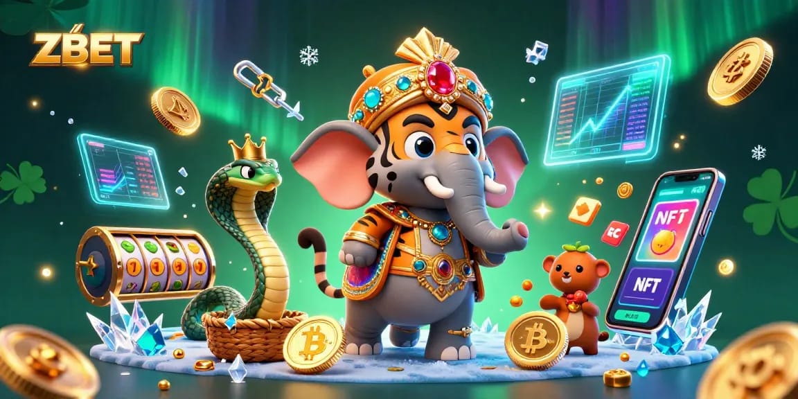 ZBET captures a thrilling casino experience featuring a royal tiger and jewels amidst winning slots.