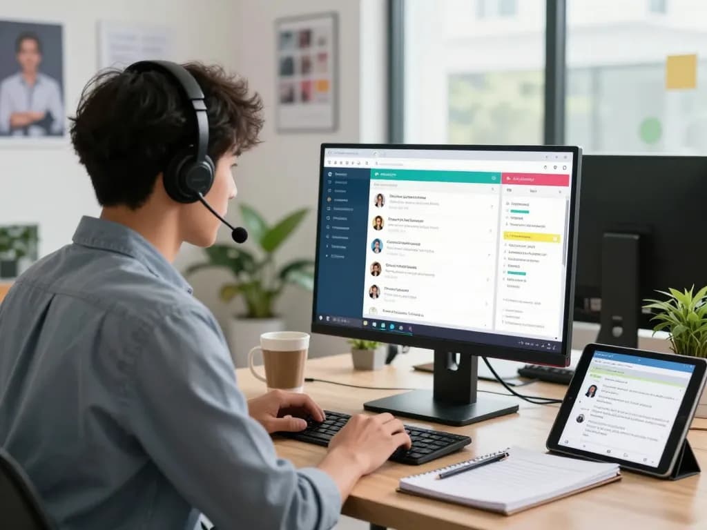 CSKH 24/7 hubet88 support agent assisting customers in a modern workspace