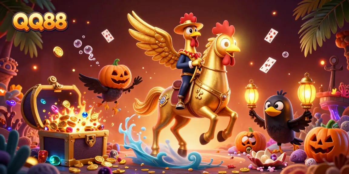 Experience thrilling QQ88 gaming adventures with colorful characters in a vibrant casino.