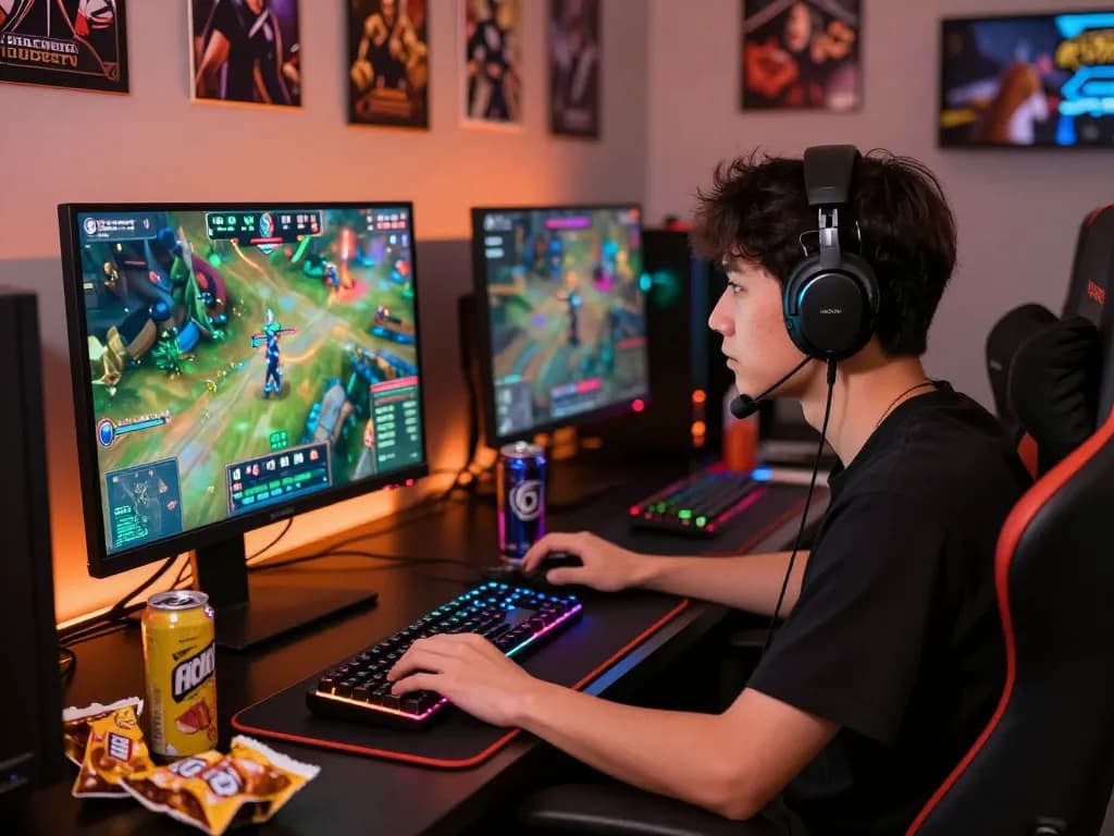 Experience the excitement of Game bài hubet88 in a vibrant esports gaming room filled with energy.