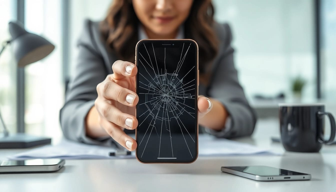 Evaluate ways to Sell Cracked Phone through an expert's examination in a modern office.