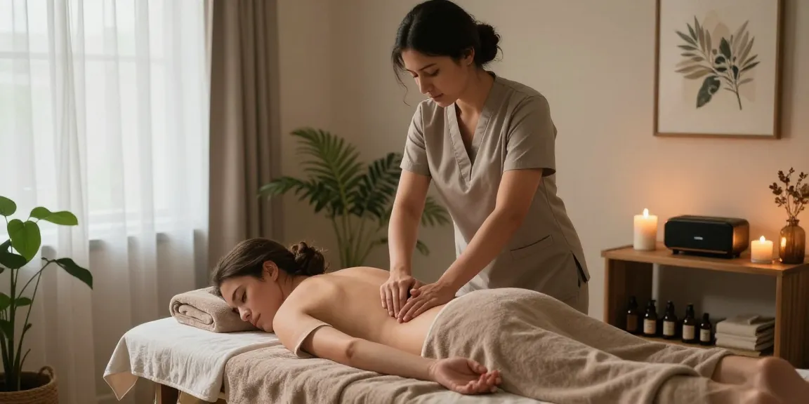 Enjoying 성북구출장안마 services in a serene massage therapy studio.