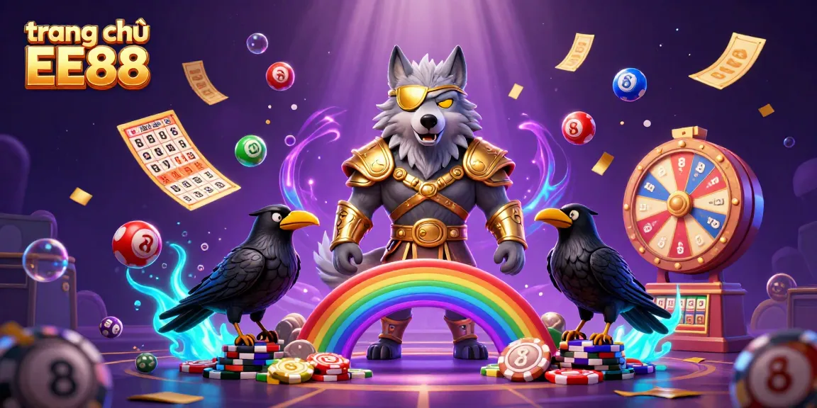 Experience thrilling play on trang chủ EE88 with colorful lottery elements, Odin and ravens in a dynamic casino scene.