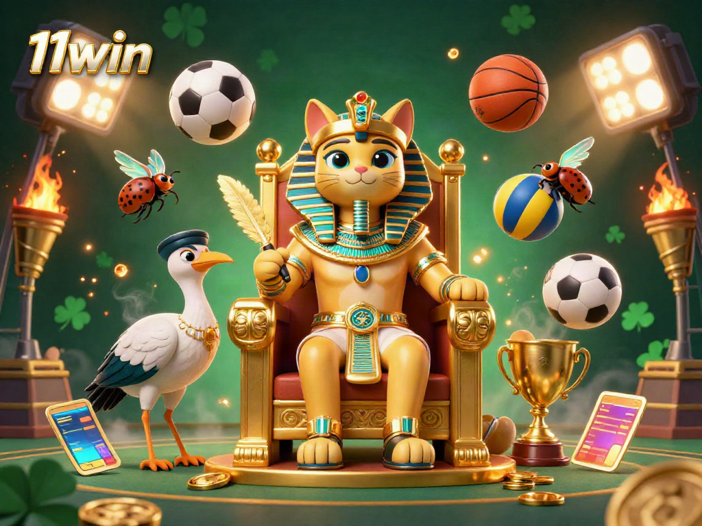 Experience thrilling gameplay with 11win, a vibrant online casino scene featuring sports elements and dynamic characters.