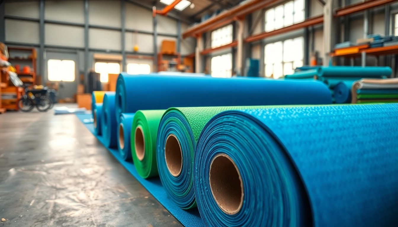 Showcasing a fiberglass mat in a workshop, emphasizing its durability and smooth texture.