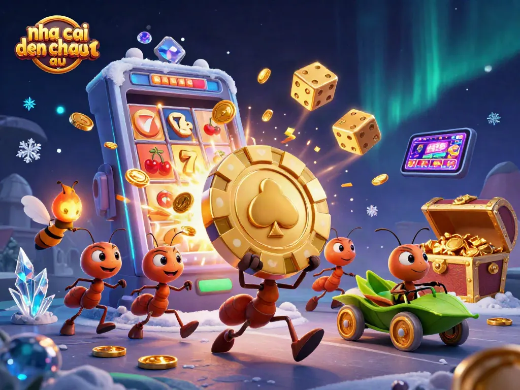 Khi chơi nai ca den tu chau au, những chú kiến tham gia vào cuộc phiêu lưu cá cược cùng một chiếc chip poker khổng lồ.
