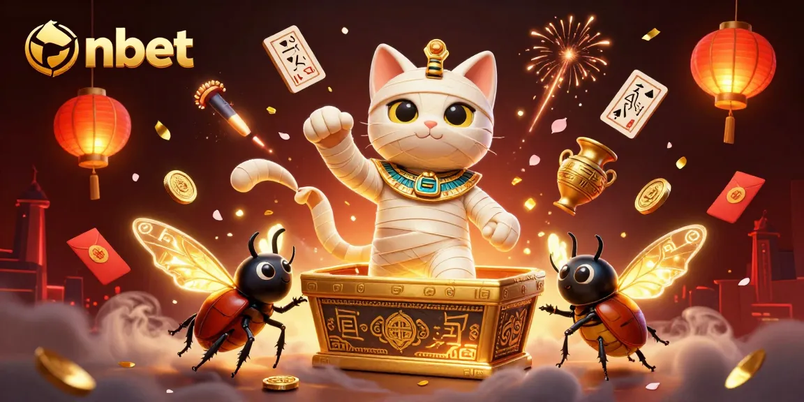 Experience thrilling action at nbet as a mummy cat brings excitement in a vibrant casino scene.