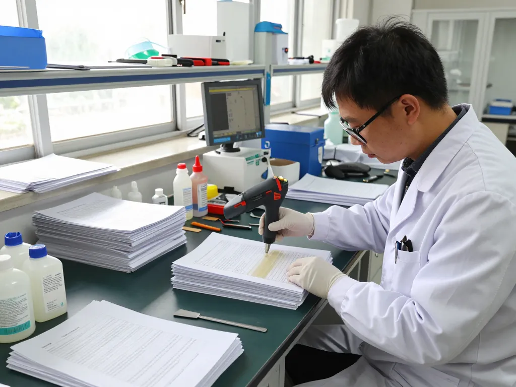 Bóc giấy ép plastic at a modern document recovery lab, technician removing laminated sheets safely.
