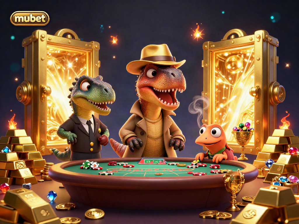 Engage in thrilling blackjack action with mubet's vibrant velociraptor card counter illustration.