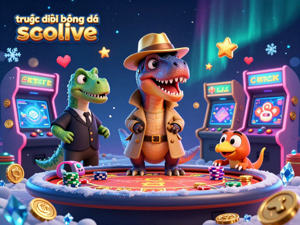 trực tiếp bóng đá socolive showcases a 3D velociraptor at a sports betting table surrounded by vibrant game elements