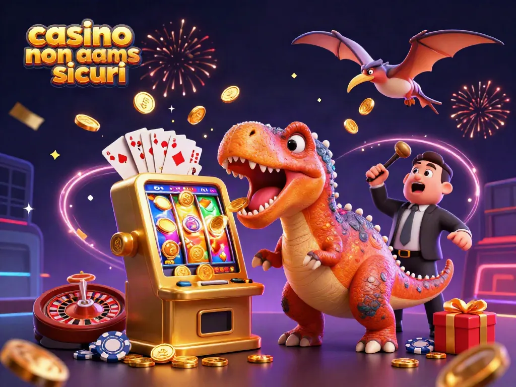 Gioca nei casino non aams sicuri mentre un pachycephalosaurus scommette su una slot dorata.