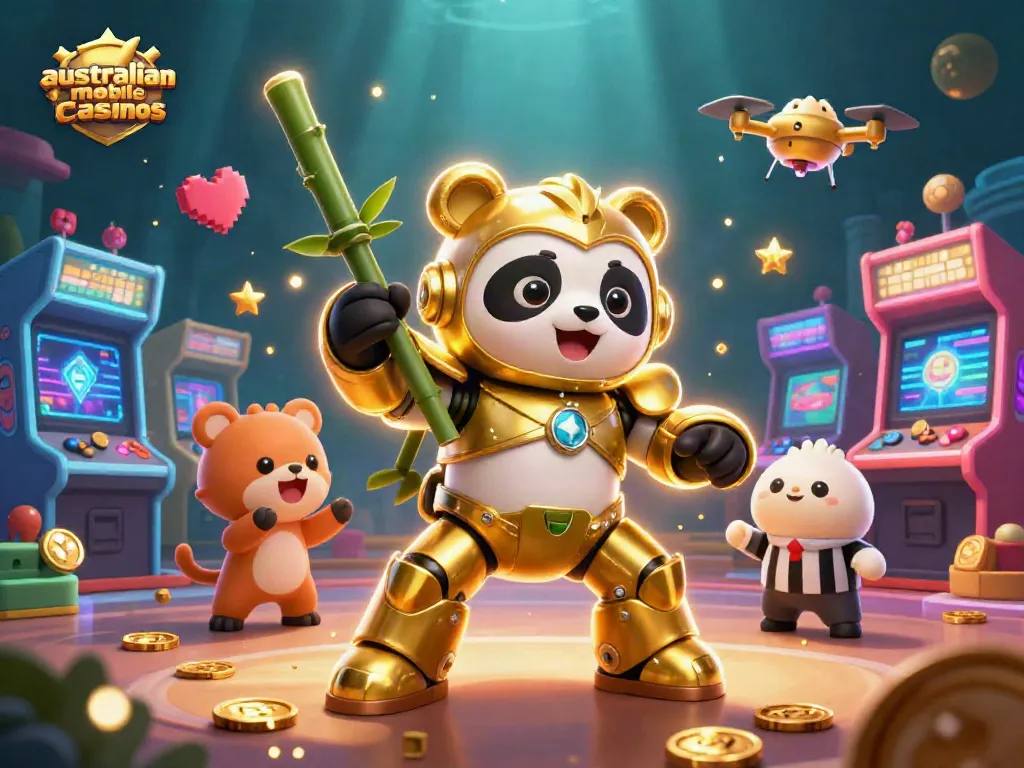 Experience the thrill of australian mobile casinos with a vibrant, dynamic 3D gaming scene.
