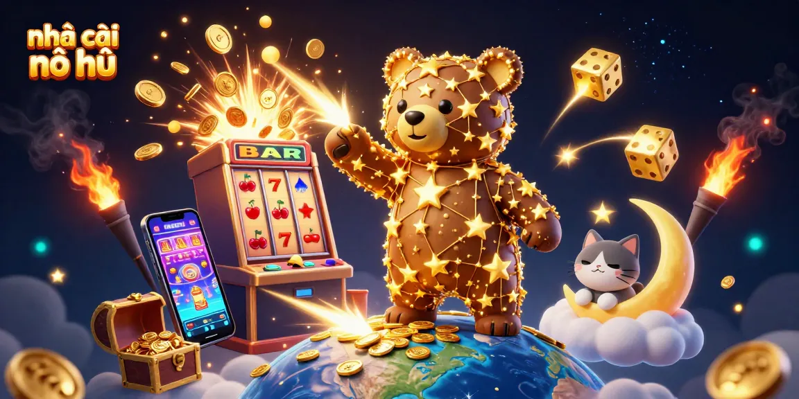 Experience thrilling wins at nhà cái nổ hũ with our vibrant 3D casino adventure illustration showcasing exciting gameplay elements.