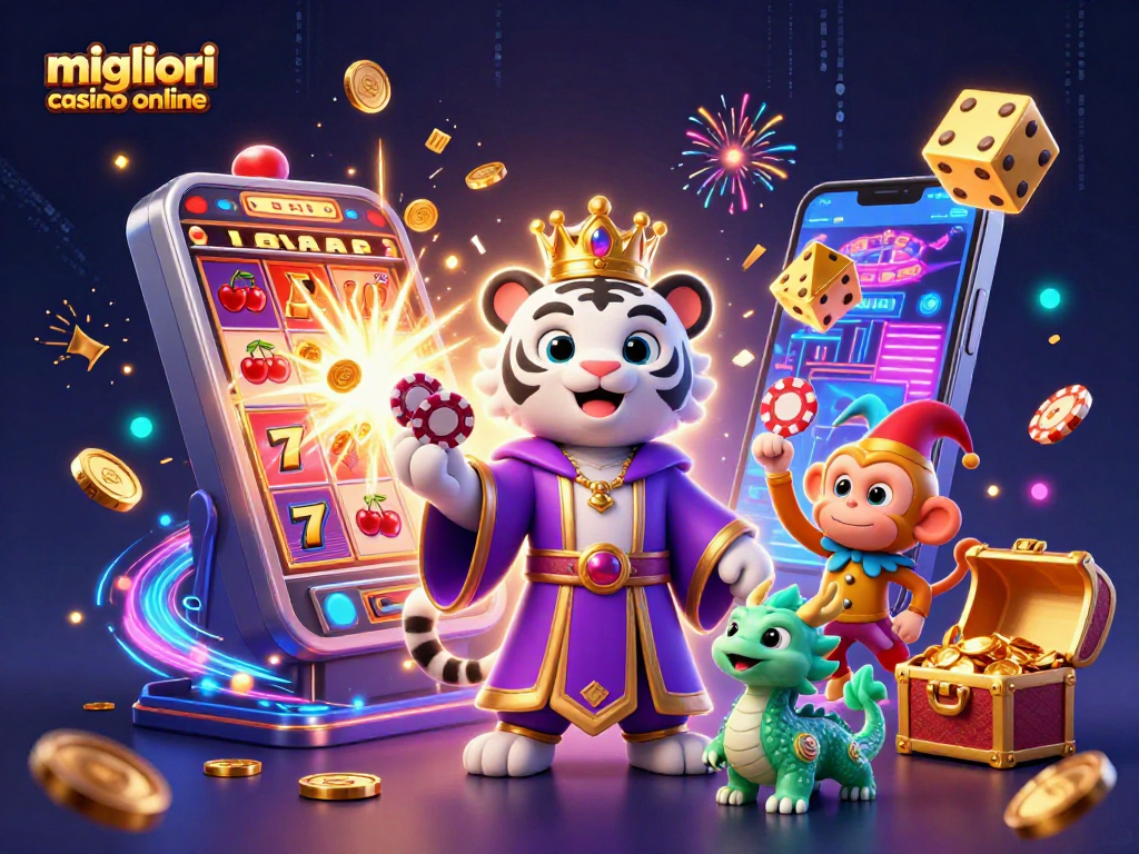 Visualizza i migliori casino online con una tigre bianca e un drago mentre vinci premi fantastici.
