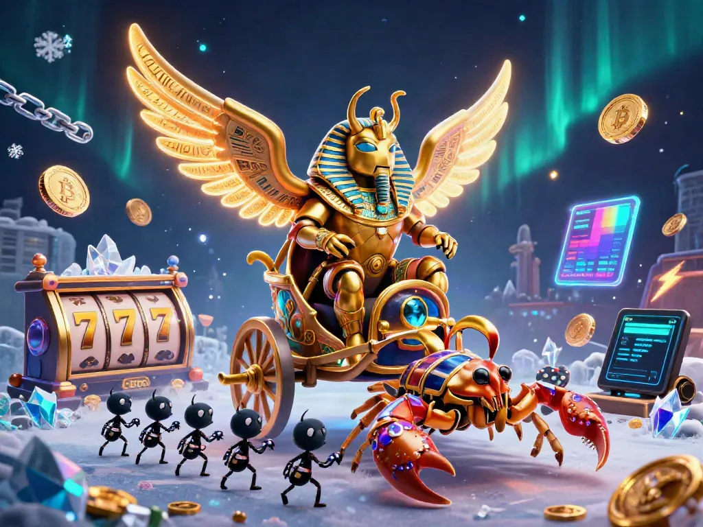 Experience thrilling slots with a golden scarab beetle in a dynamic 3D casino scene.