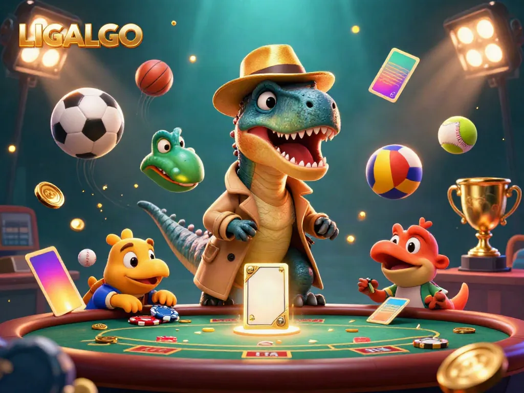 Experience seamless betting at LIGALGO, where a velociraptor and friends engage at the blackjack table.