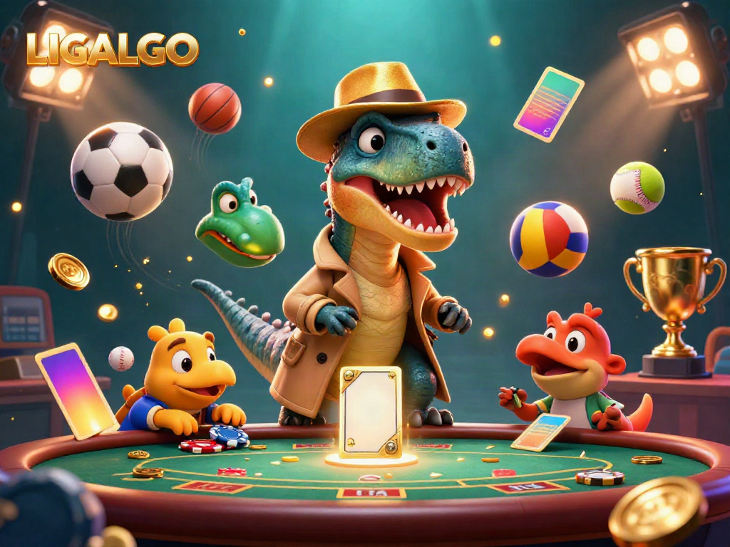 Experience seamless betting at LIGALGO, where a velociraptor and friends engage at the blackjack table.