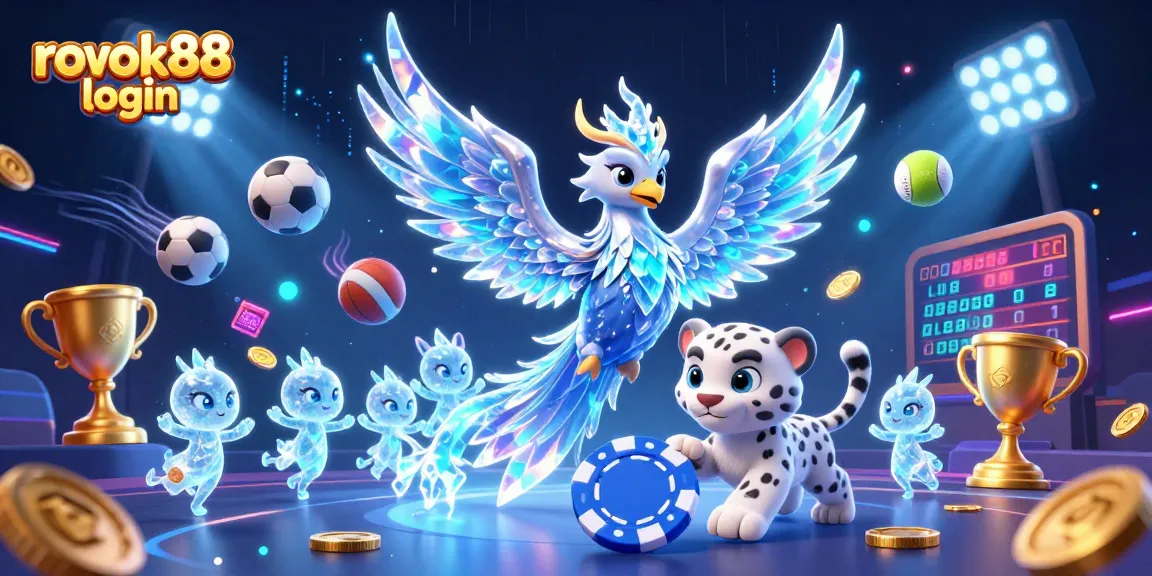 Engage with rokok88 login for an immersive gaming experience featuring a vibrant ice phoenix and snow leopard.