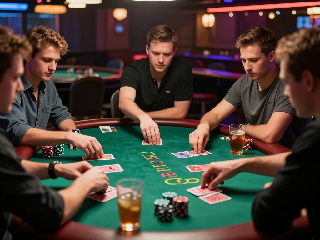 Engaged players strategizing in a blackjack game at B52Club casino.