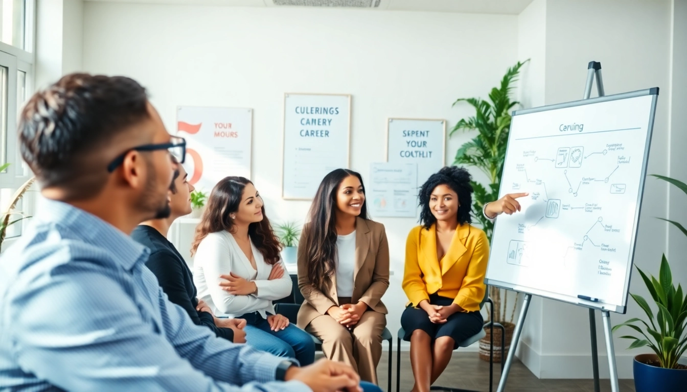 How to find my perfect career coaching session with engaged individuals in a bright office.