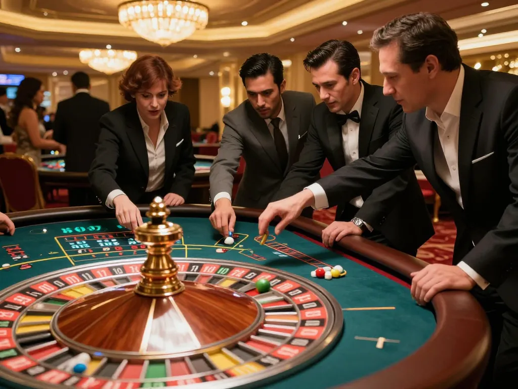 Players engaging at the roulette table, experiencing the thrilling excitement at vipwin79 casino.