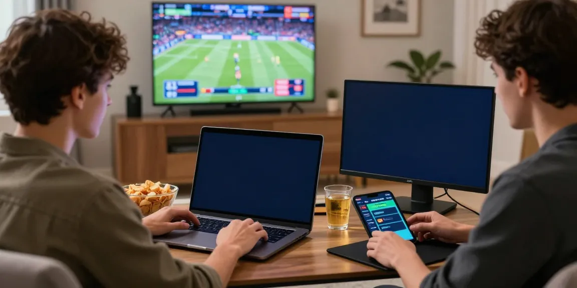Engaging online betting experience at https://fabet.com.mx/ in a modern living room with live sports.