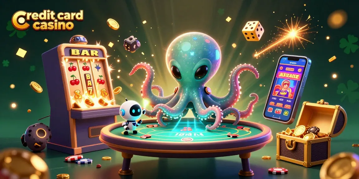 Experience the thrill of a credit card casino with a vibrant alien-themed gaming scene.