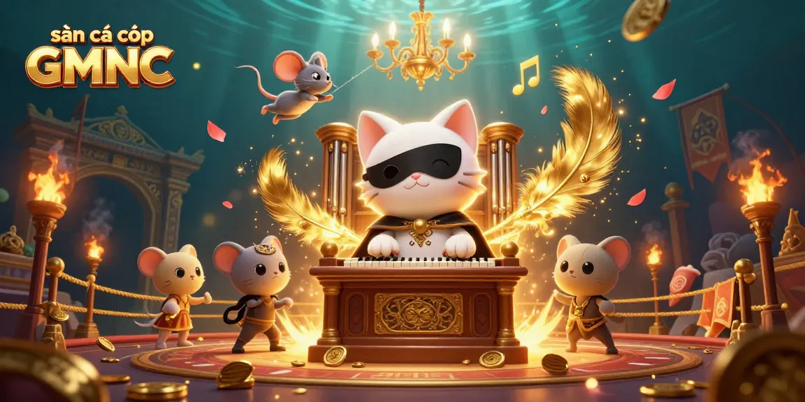 Savor the thrill of gambling at sàn cá cược GMNC with a lively phantom cat and acrobat in rich casino ambiance.