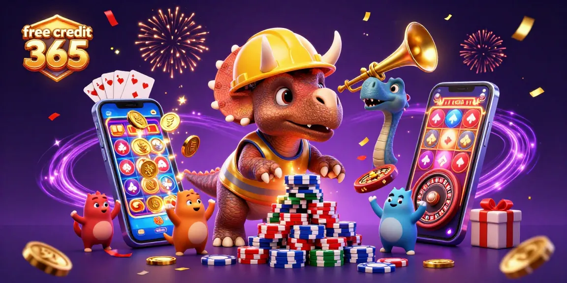 Build excitement with free credit 365 while gaming alongside cheerful triceratops and friends.