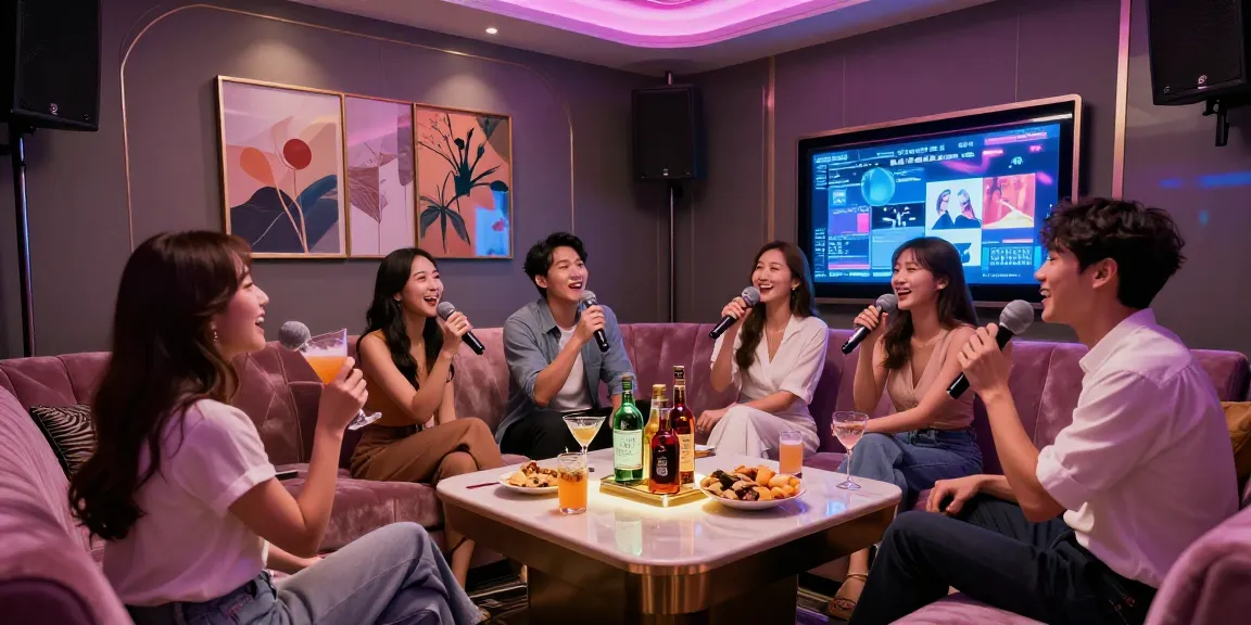 강남 세이렌의 고급스러운 노래방에서 친구들이 즐거운 시간을 보내는 모습