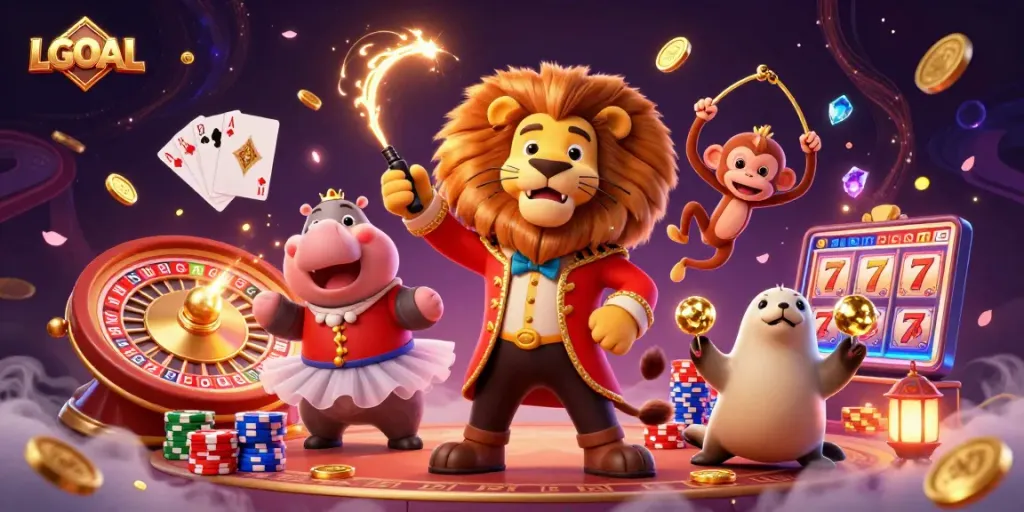 LGOGOAL welcomes players to a vibrant casino experience with enchanting characters and exciting game elements.