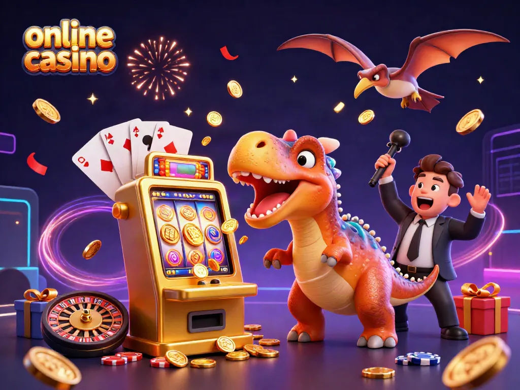 El emocionante mundo de los casinos online con dinosaurios y máquinas tragamonedas doradas.