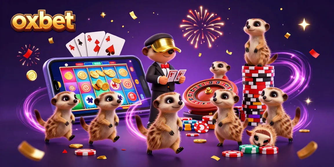 Experience the excitement of oxbet's vibrant casino world with meerkats running games and winning chips.
