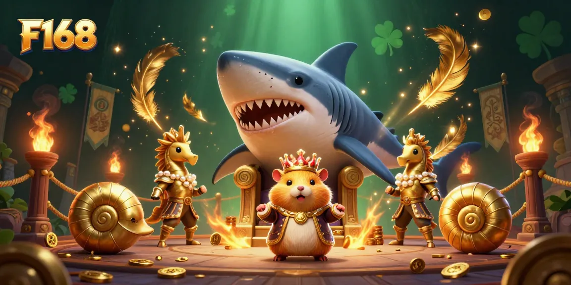 Engage in thrilling F168 casino gameplay featuring a golden hamster king and dynamic elements.