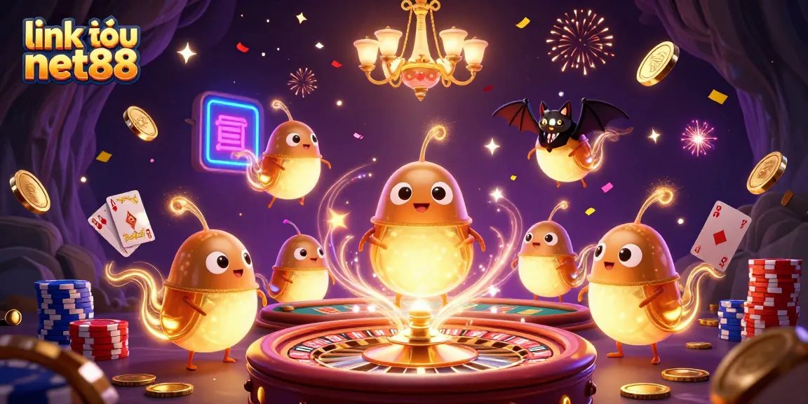 Experience the energy of link vào net88 with dazzling glowworms illuminating a vibrant casino