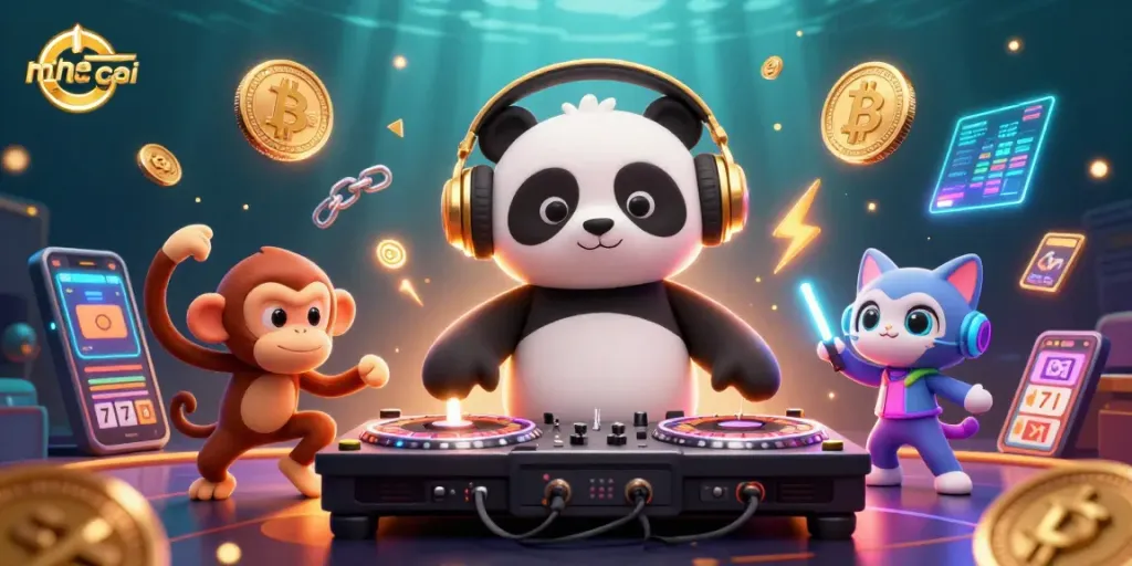 Experience the excitement of keo nha cai with a vibrant casino scene featuring DJ panda and a breakdancing monkey.