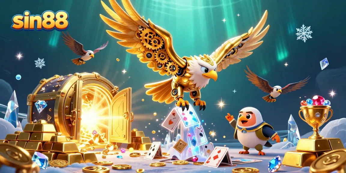 Experience thrilling wins with sin88 featuring a cybernetic eagle and dynamic casino elements.