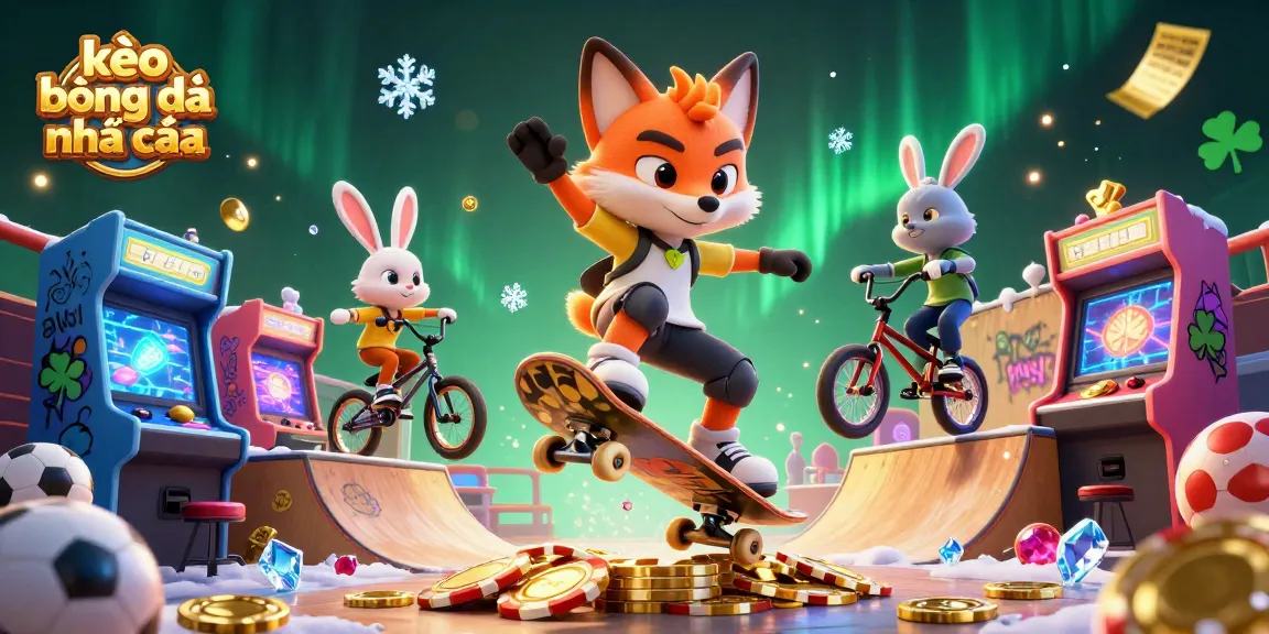 Bet on kèo bóng đá nhà cái with vibrant casino-themed 3D illustration filled with sports elements.