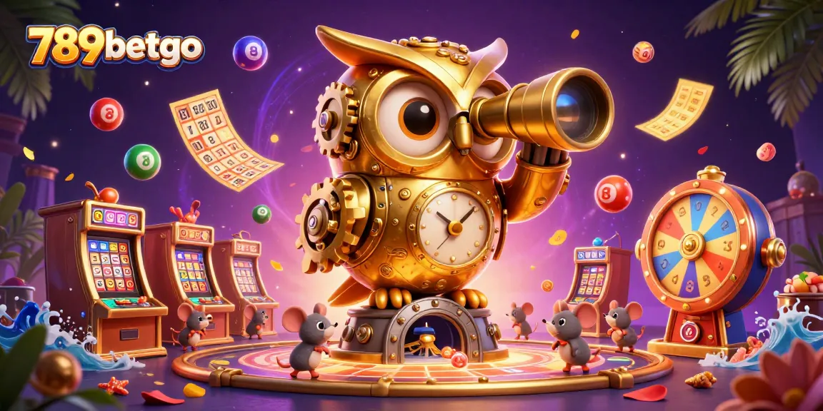 Experience the thrill of gaming with 789betgo's vibrant casino scene featuring golden owl and dynamic lottery elements.