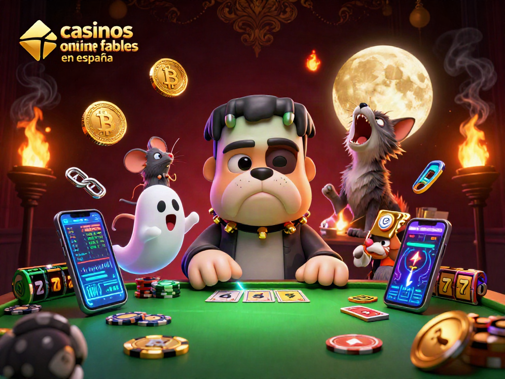Jugando en casinos online fiables en España con un perro monstruo y un gato lobo encantador.