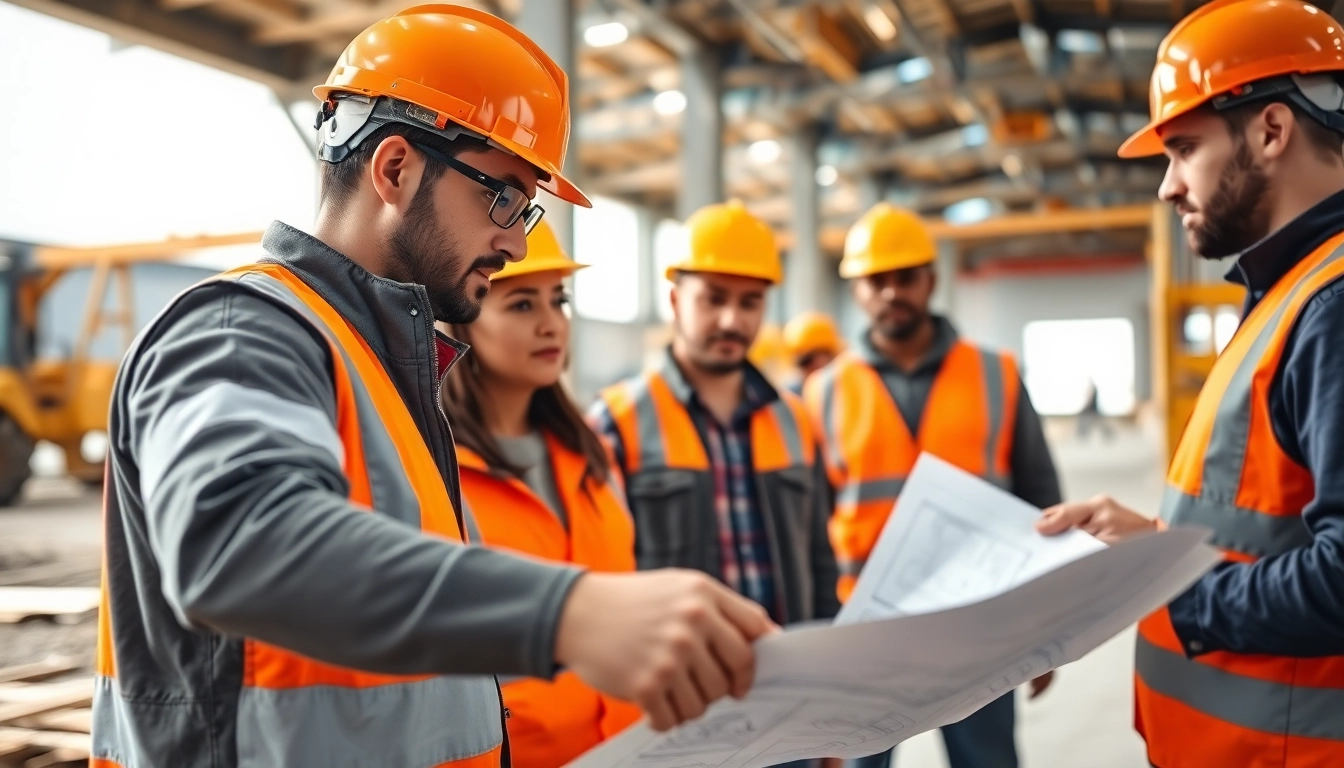 Engaged construction training programs at a busy site, showcasing teamwork and skill enhancement.